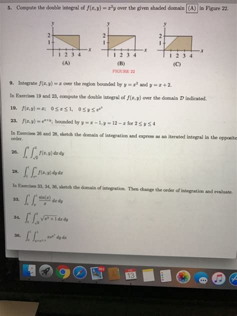 Solved Compute The Double Integral Of Fx Y X2y Over