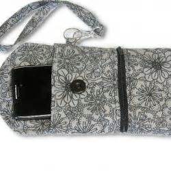 Phone Wristlet, Cellphone Wallet, Gray Floral Pattern on Luulla