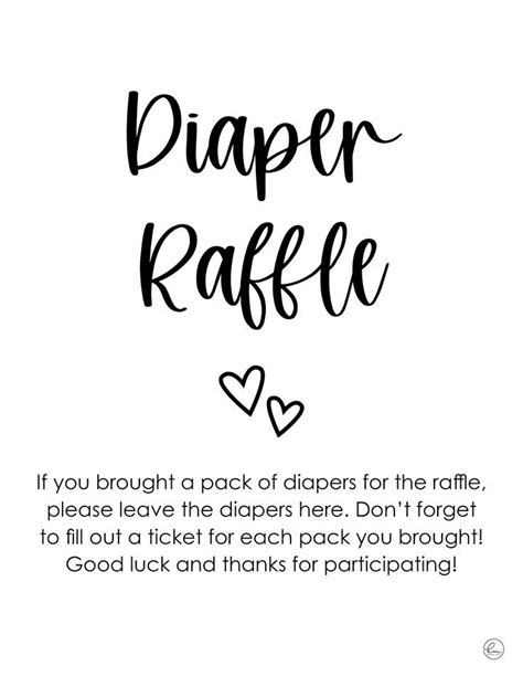 Diaper Raffle Guide Includes Free Printable Raffle Tickets Signs