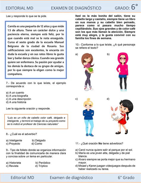 Examen Diagnóstico Sexto Grado Primaria ¡incluye Respuestas