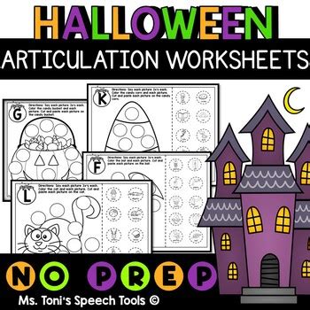 Halloween Articulation Worksheets No Prep Speech Therapy TpT