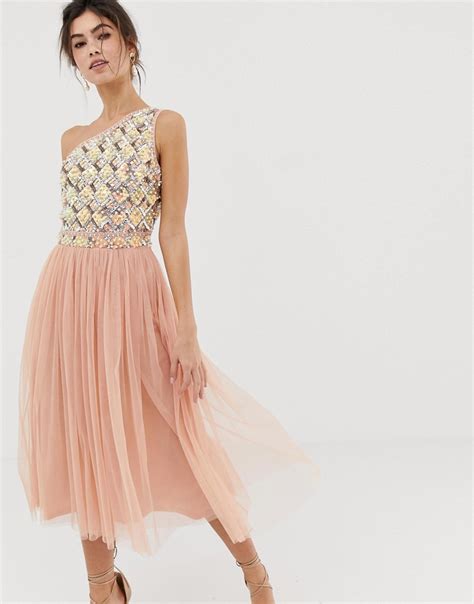 Asos Design Embellished Tulle Midi Dress Green Modesens