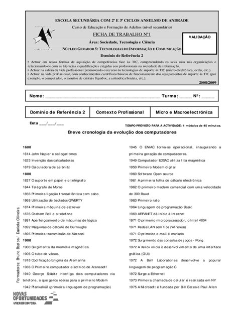 Preench Vel Dispon Vel Ficha De Trabalho By Andre Martins Fax Email