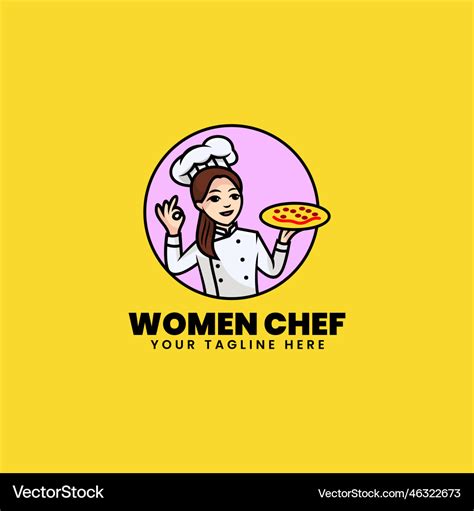 Logo Woman Chef Mascot Cartoon Style Royalty Free Vector