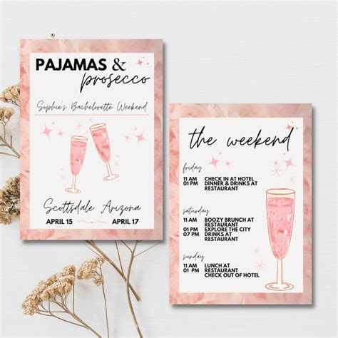 Pjs And Prosecco Themed Bachelorette Invitation Email Etsy