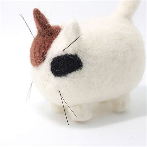 Needle Felted Felting project Animals Cat Kitten White Cute Craft – Feltify