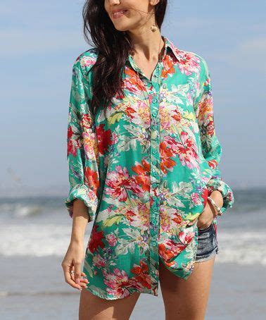 Look At This Zulilyfind Teal Green Floral Button Up Zulilyfinds