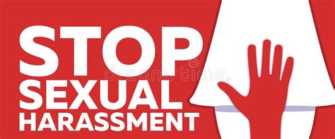 Stop Sexual Harassment And Bulling Banner On Red Background Gender Equality Label And Logo