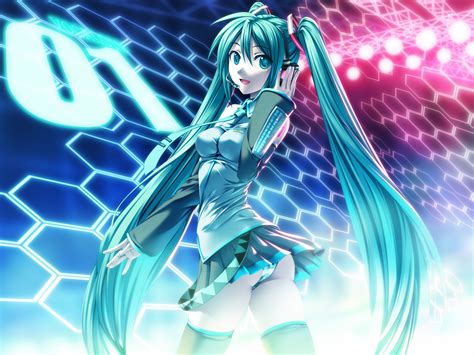 Blue Hair Hatsune Miku Headphones Long Hair Microphone Panties Rezi Skirt Thighhighs Twintails