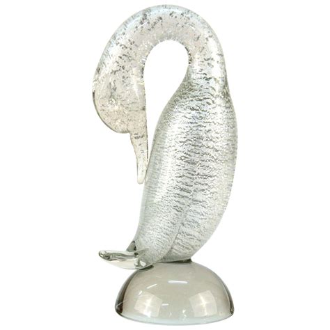 Murano White Gold Flecked Glass Goose Figure For Sale At 1stdibs