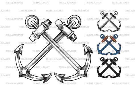 crossed anchors graphic  tribaliumart creative fabrica