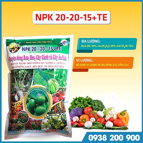 Phân NPK 20 20 15 TE Phân bón 3 màu kích ra hoa nảy chồi xanh lá