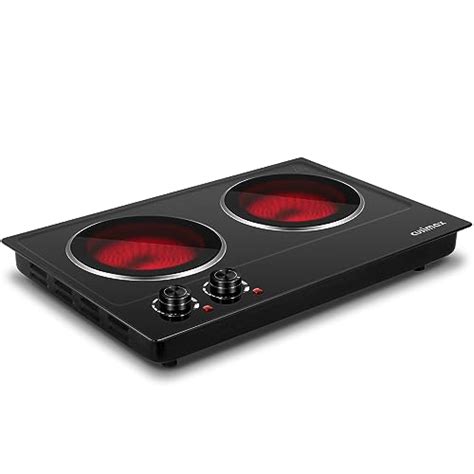CUSIMAX Double Burner 1800W Electric Hot Plate Ceramic Infrared Cooktop With Dual Control