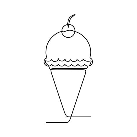 Dibujo De Línea Continua En Helado Vector Premium