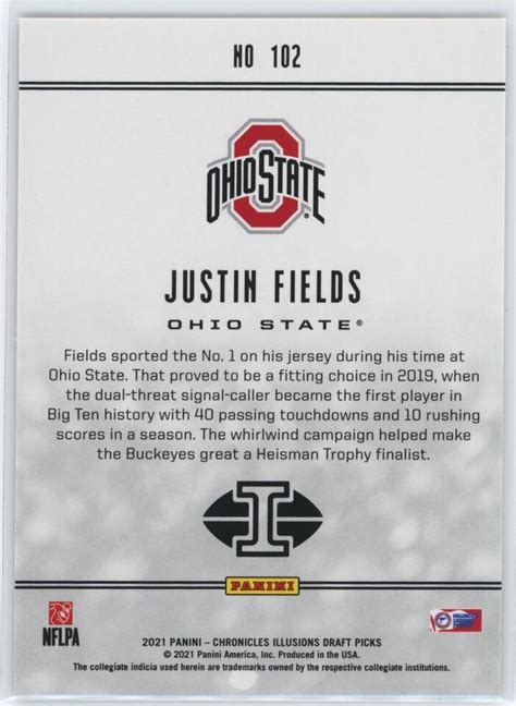 Justin Fields 2021 Panini Chronicles Rookie Illusions 102 Bears Rc Qty