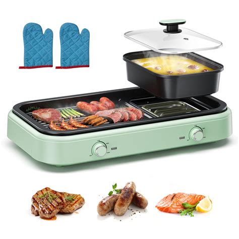 Electric Hot Pot With Grill In Indoor Non Stick Barbecue Shabu Hot