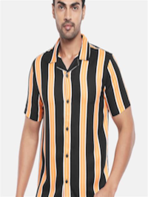 Buy People Men Orange Striped Casual Shirt Shirts For Men 18129564