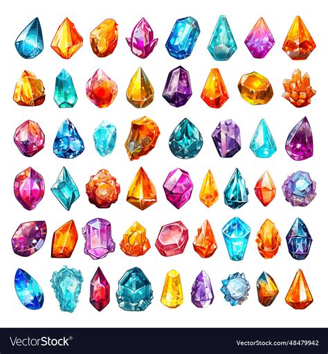 game magical crystals power gems golden blue vector image