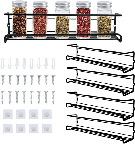 GEEDIAR Gewürzregal aus Metall 4er hängend lang Küchenregal