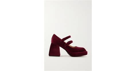 NODALETO Bulla Babies Mary Jane Pumps Aus Samt Mit Plateau In Rot Lyst AT