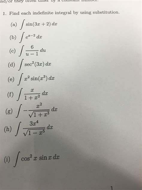 Solved Find Each Indefinite Integral By Using Substitution Chegg