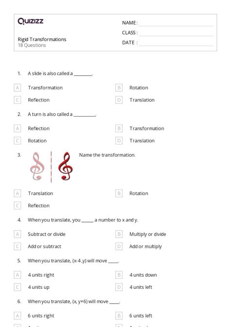 50 Transformations Worksheets For 6th Grade On Quizizz Free And Printable