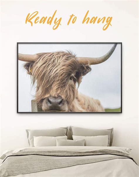 Framed Highland Cow Wall Art Canvas 0612 In 2020 Cow Wall Art Canvas Wall Art Highland Cow