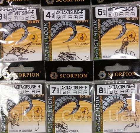 Купить Крючки рыболовные Scorpion AKITAKITSUNE-R №3,4,5,6,7,8,10,11 ...