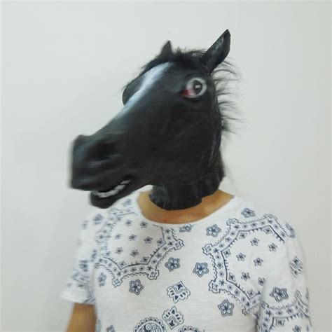 On Sale Black Horse Mask Creepy Latex Animal Head Mask Halloween ...