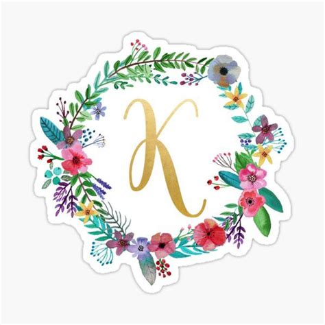 A Floral Monogrammed Sticker With The Letter R In Gold And Pink Flowers