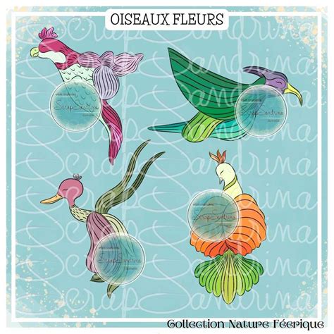 Oiseaux Fleurs Lot De Tampons Num Riques Imprimables Png Noir