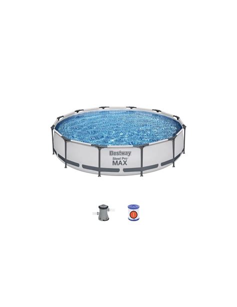 Piscina Fuori Terra Rotonda Steel Pro Max Da X Cm Grigio Chiaro