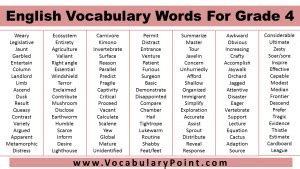 200+ English Words for 4th Class (With Meaning) - Vocabulary Point