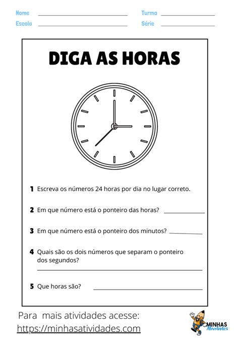 Atividades Sobre Medidas De Tempo Horas E Minutos