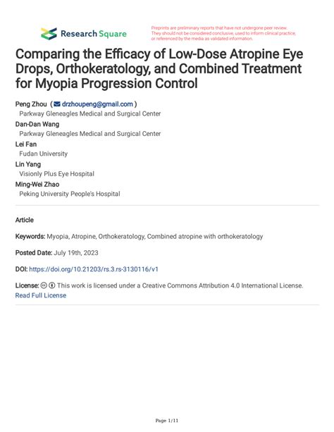 Pdf Comparing The Efficacy Of Low Dose Atropine Eye Drops