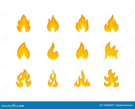 Collection of Multicolored Shapes of Flame Stock Vector - Illustration ...