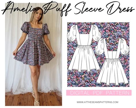 Sewing Pattern Puffy Sleeve Dress Babydoll Dress Digital Pdf File