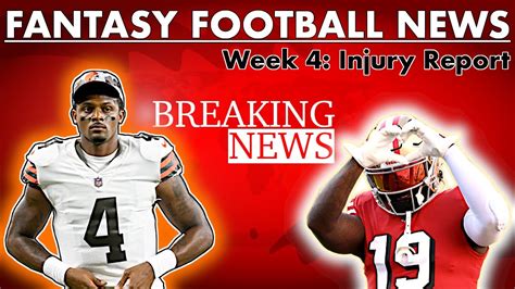 Week 4 Injury Report Dfs Lineup 2023 Fantasy Football Youtube