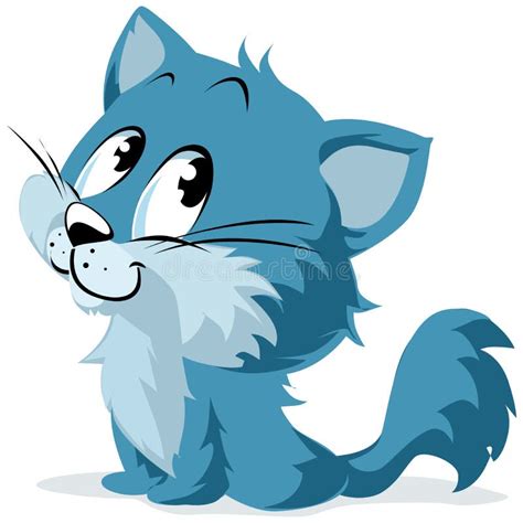 Blue Cartoon Kitten or Cat stock vector. Illustration of happy - 26652956