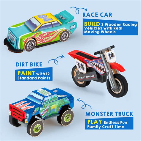 Snapklik.com : JOYIN Kids Craft Kit Build & Paint Your Own Wooden Race Car Art & Craft Kit DIY ...