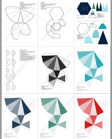 3d Paper Ornament Templates Printable Christmas Decorations