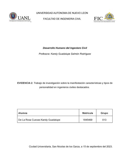 Evidencia Desarrollo Universidad Autonoma De Nuevo Leon Facultad