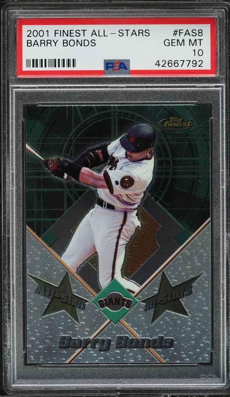 2001 Finest All Stars Barry Bonds FAS8 PSA 10 GEM MINT Weekly Sunday