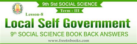 9th Standard Social Science Guide In English Local Self Government