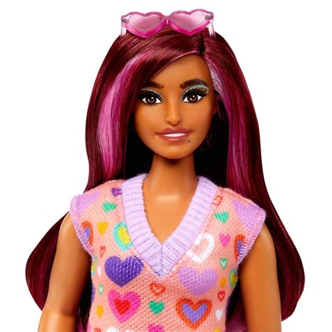 Barbie Fashionistas Doll 207 With Pink Streaked Hair And Heart Dress Smyths Toys Uk