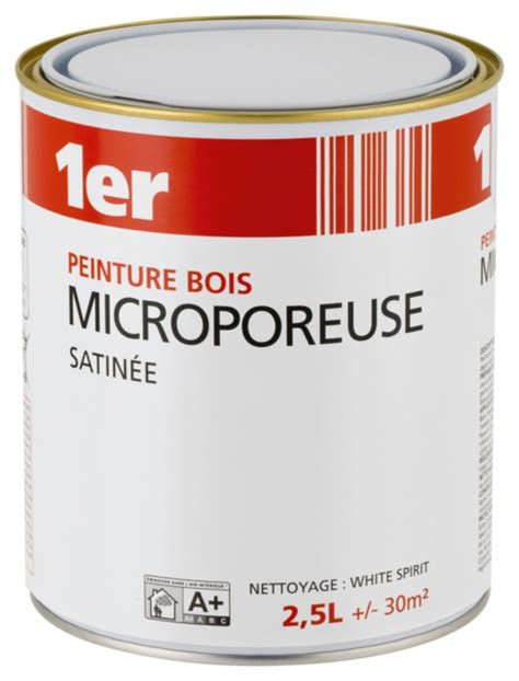 Peinture Bois Microporeuse Blanc Satin 2 5 L 1ER Mr Bricolage