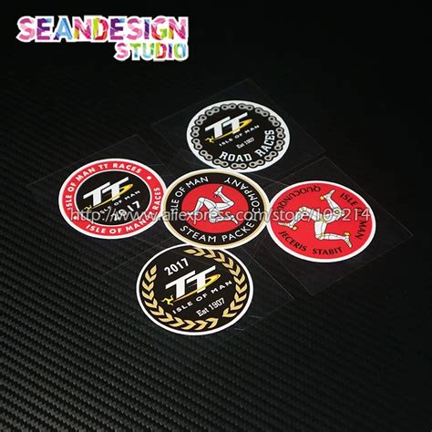 Isle Of Man Tt Red Gel Badge Sticker Motorcycle Decals Emblems Flags