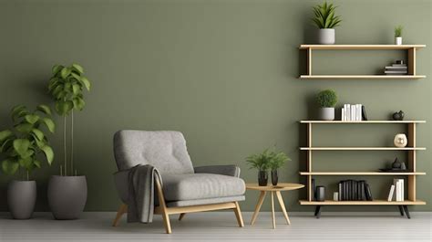 Premium Photo | Interior living room with light green wall and shelf