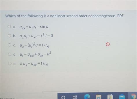 Solved Which Of The Following Is A Nonlinear Second Order