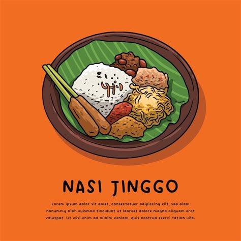 Premium Vector Indonesia Traditional Food Nasi Jinggo Logo Illustration